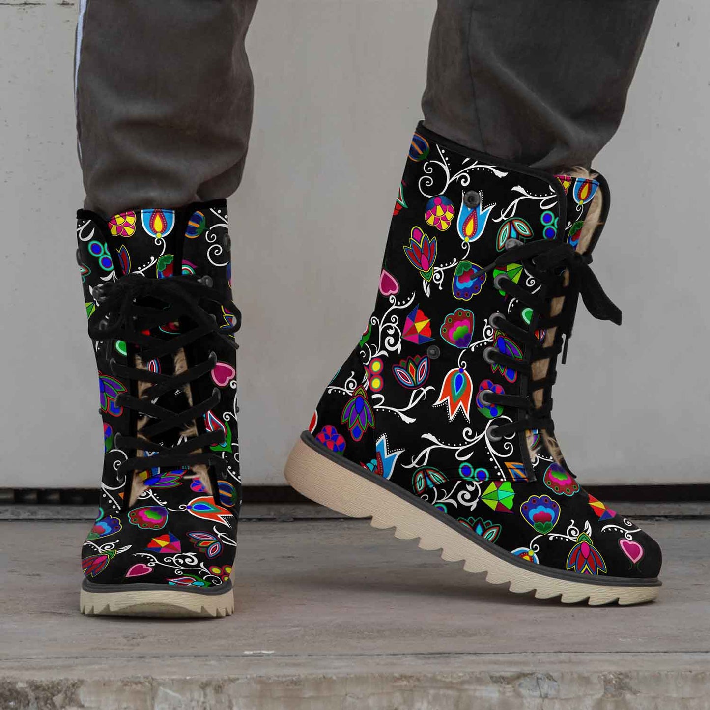 Indigenous Paisley Black Polar Winter Boots