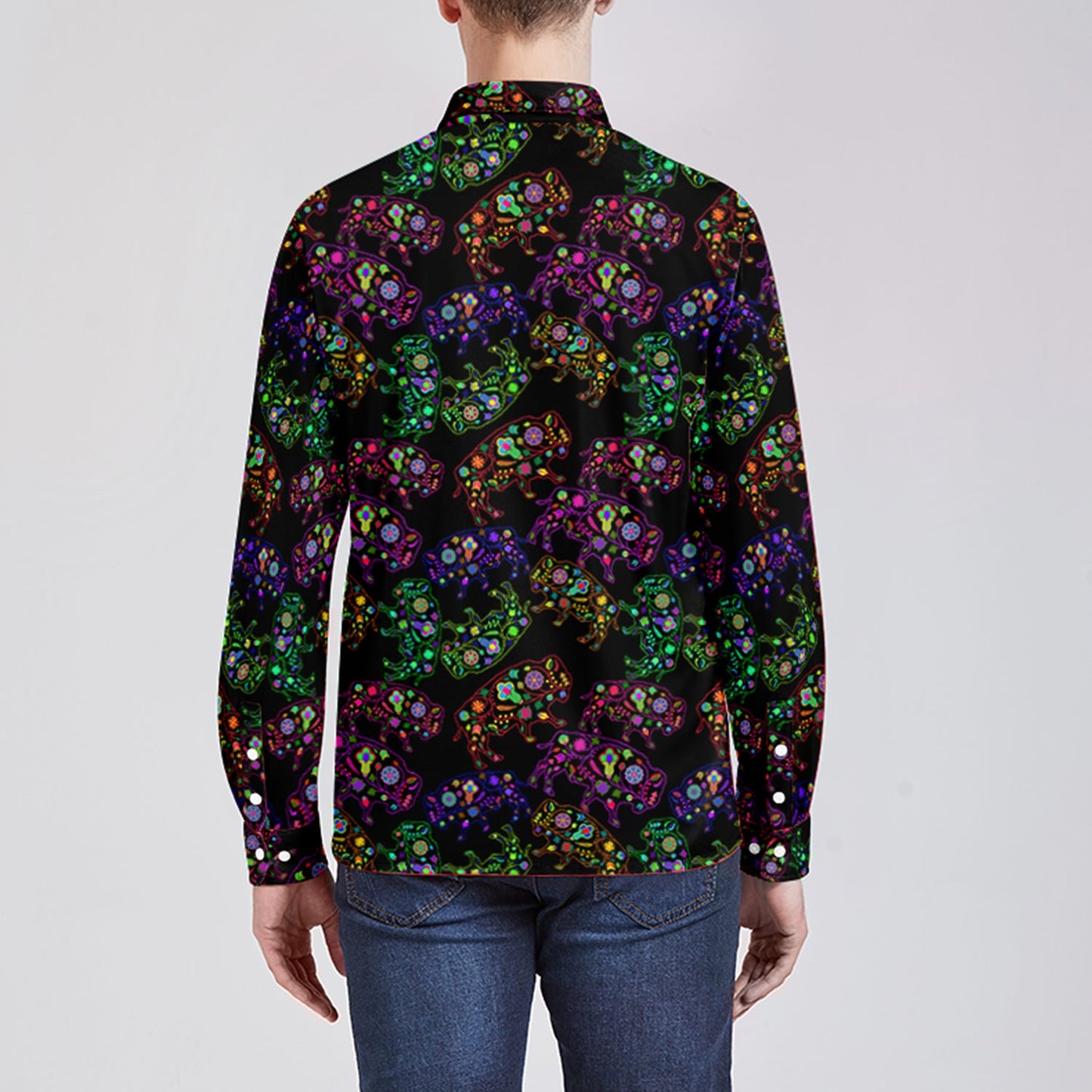 Floral Buffalo Men's Long Sleeve Dress Shirt