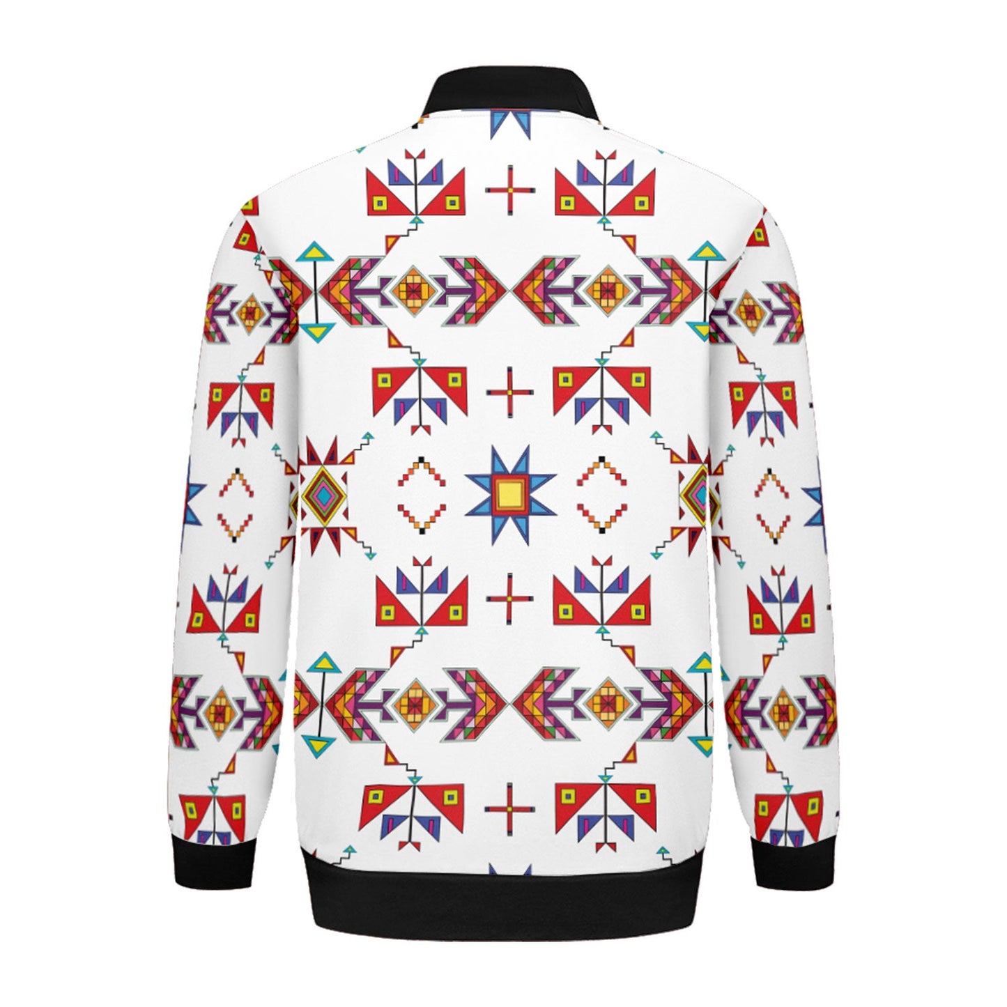 Scattered Generations White Zippered Collared Lightweight Jacket