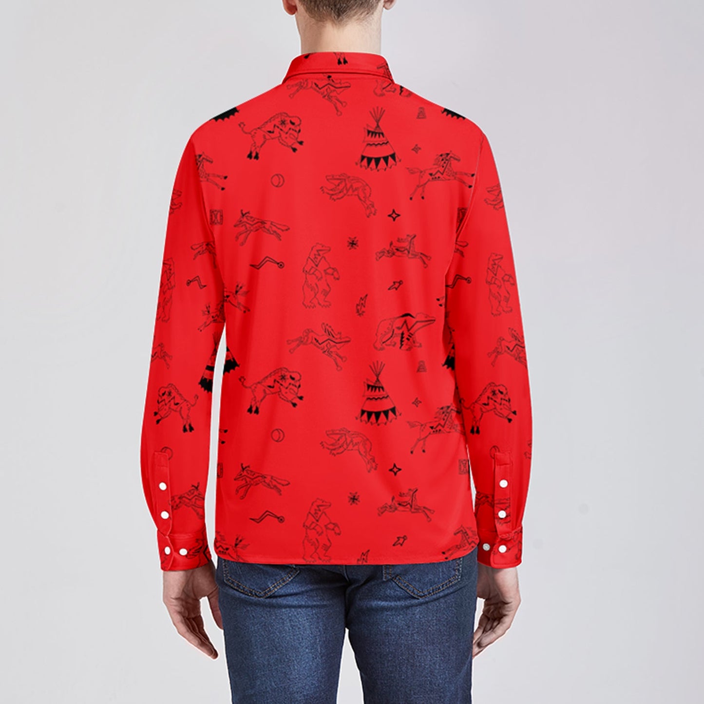 Ledger Dabbles Red Men's Long Sleeve Dress Shirt