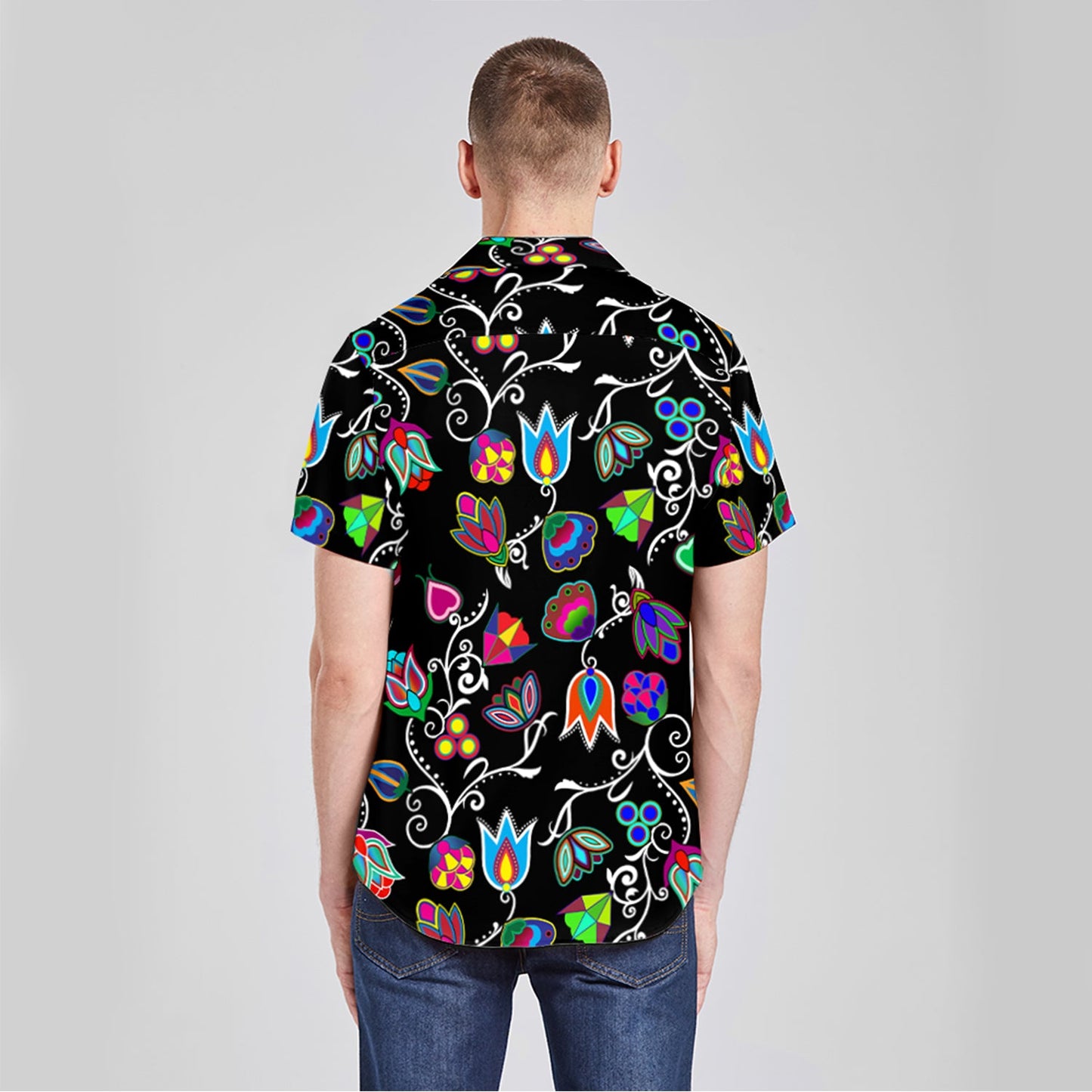 Indigenous Paisley Black Button Up Silk Shirt