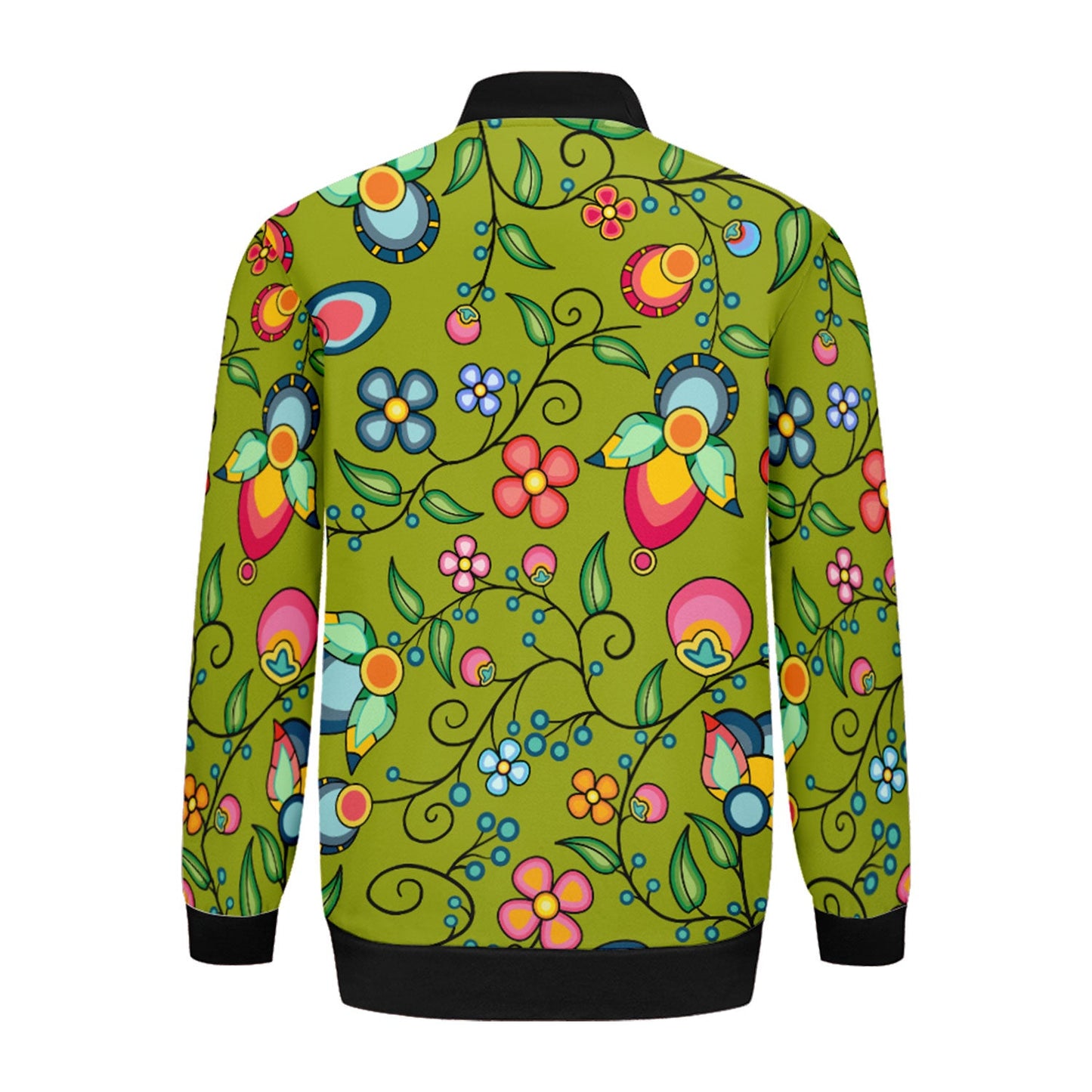 Floral Bounty Sweetgrass Zippered Collared Lightweight Jacket