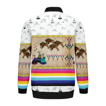 Load image into Gallery viewer, Buffalos Running White Clay Zippered Collared Lightweight Jacket
