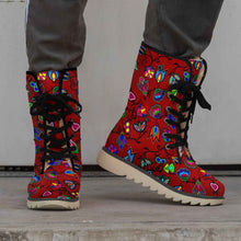 Load image into Gallery viewer, Indigenous Paisley Dark Red Polar Winter Boots
