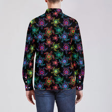 Load image into Gallery viewer, Neon Floral Turtle Men&#39;s Long Sleeve Dress Shirt
