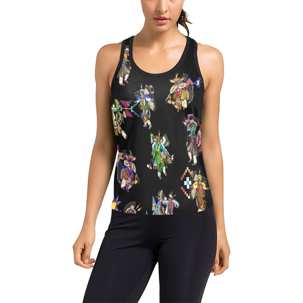 Men's Fancy Dancer Black Women's Racerback Tank Top
