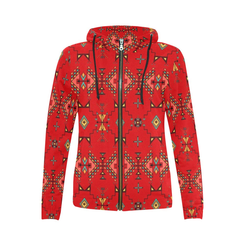 Thunder Flight Red Full Zip Hoodie for Women