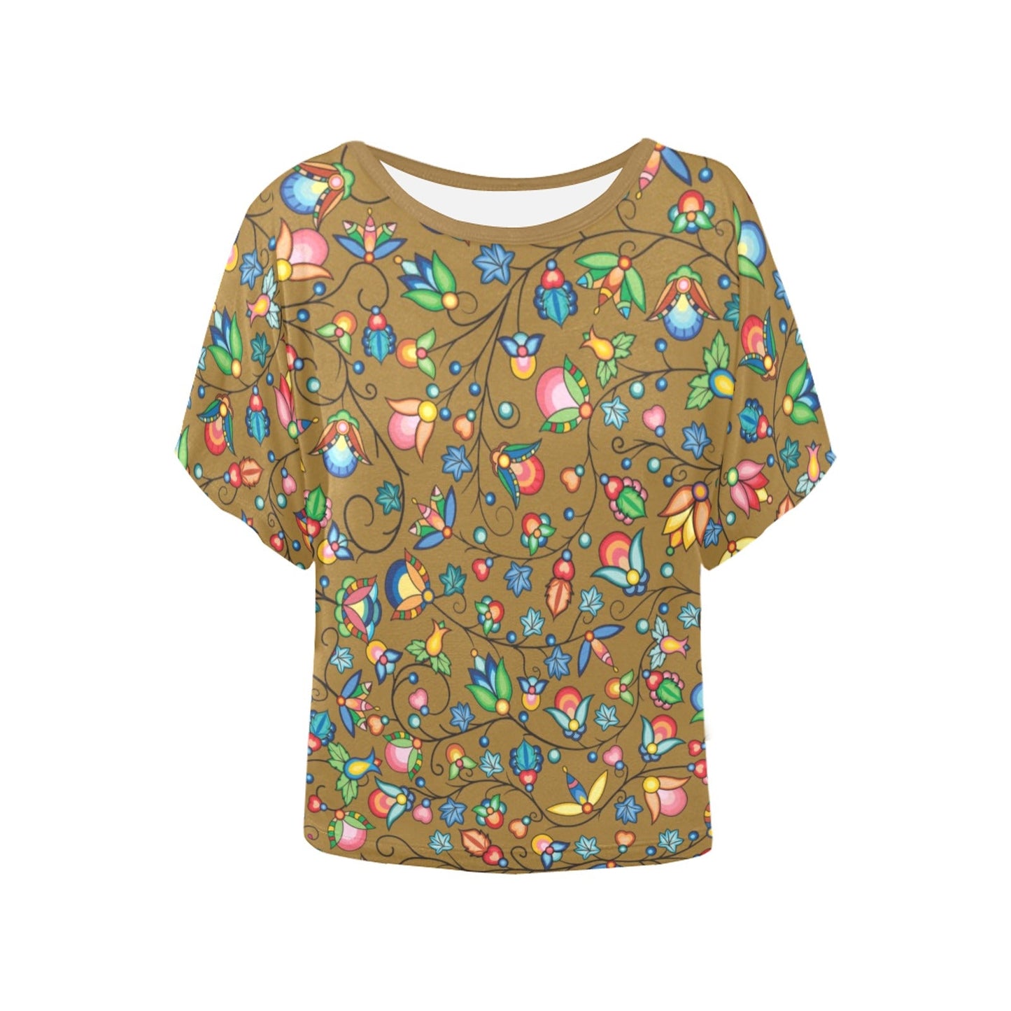 Prairie Plains Spirit Fall Leaves Women's Batwing-Sleeved Blouse T shirt