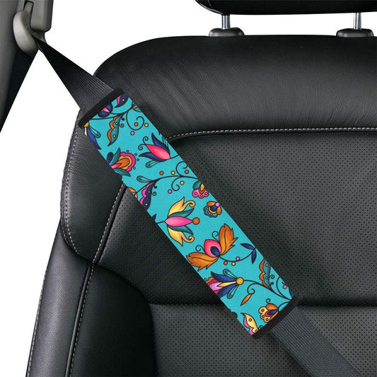 Copper Prairie Petals Turquoise Seat Belt Cover