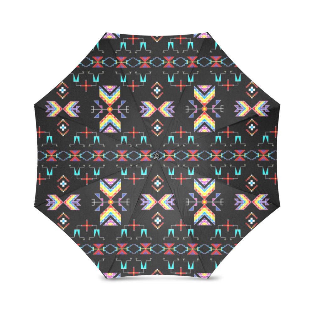 Rainy Chief Rainbow Black Foldable Umbrella
