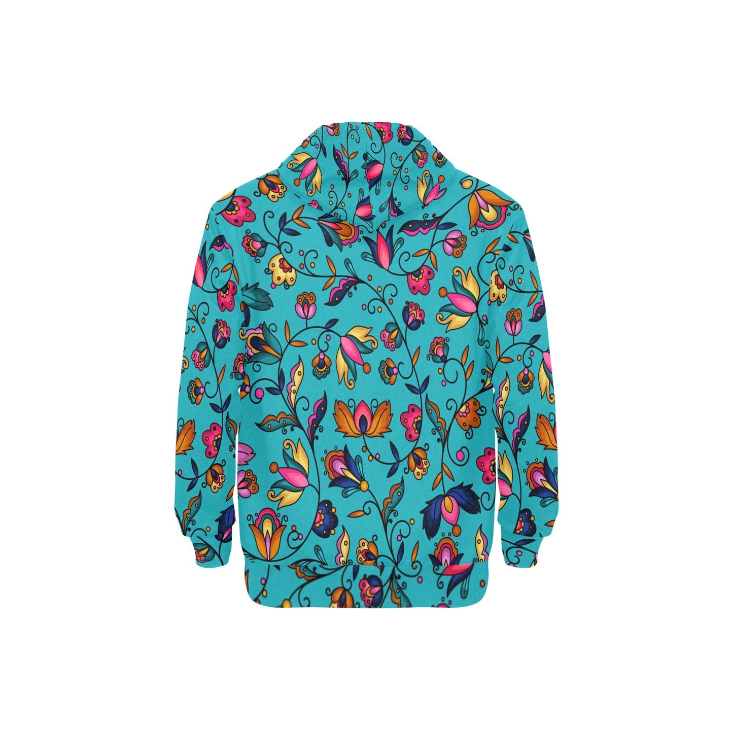 Copper Prairie Petals Turquoise Fleece Hoodie