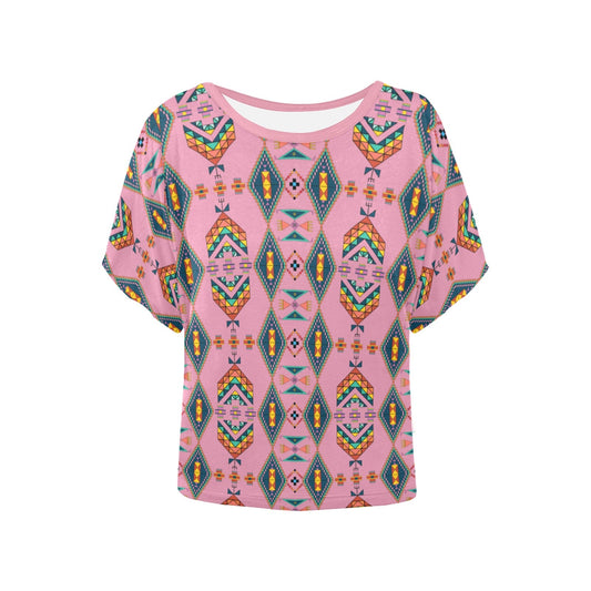 Travois Tipi Dusky Sunset Women's Batwing-Sleeved Blouse T shirt