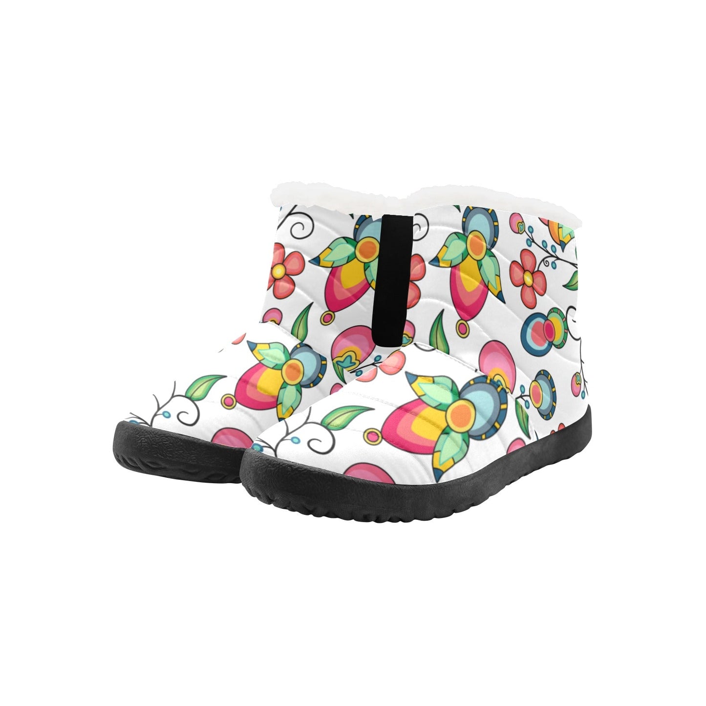 Floral Bounty White Women's Padded Winter Boot