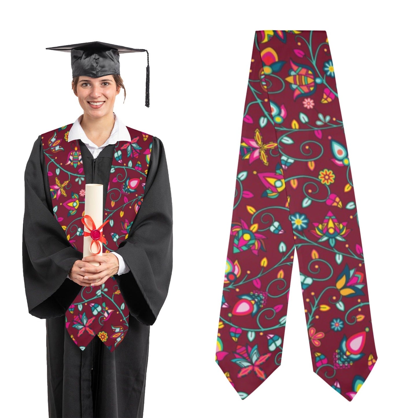 Thorny Path Cranberry Graduation Stole