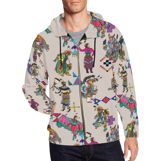 Grand Entry Dancers Muslin Men's Zipper Hoodie