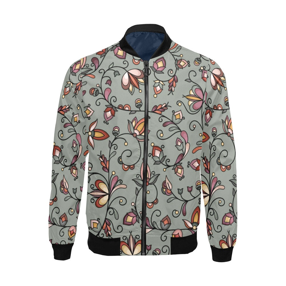 Burnt Sky Petals Green Bomber Jacket for Men