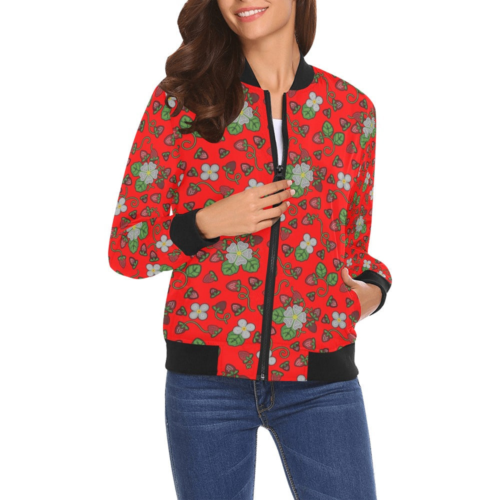 Strawberry Dreams Fire Bomber Jacket for Women