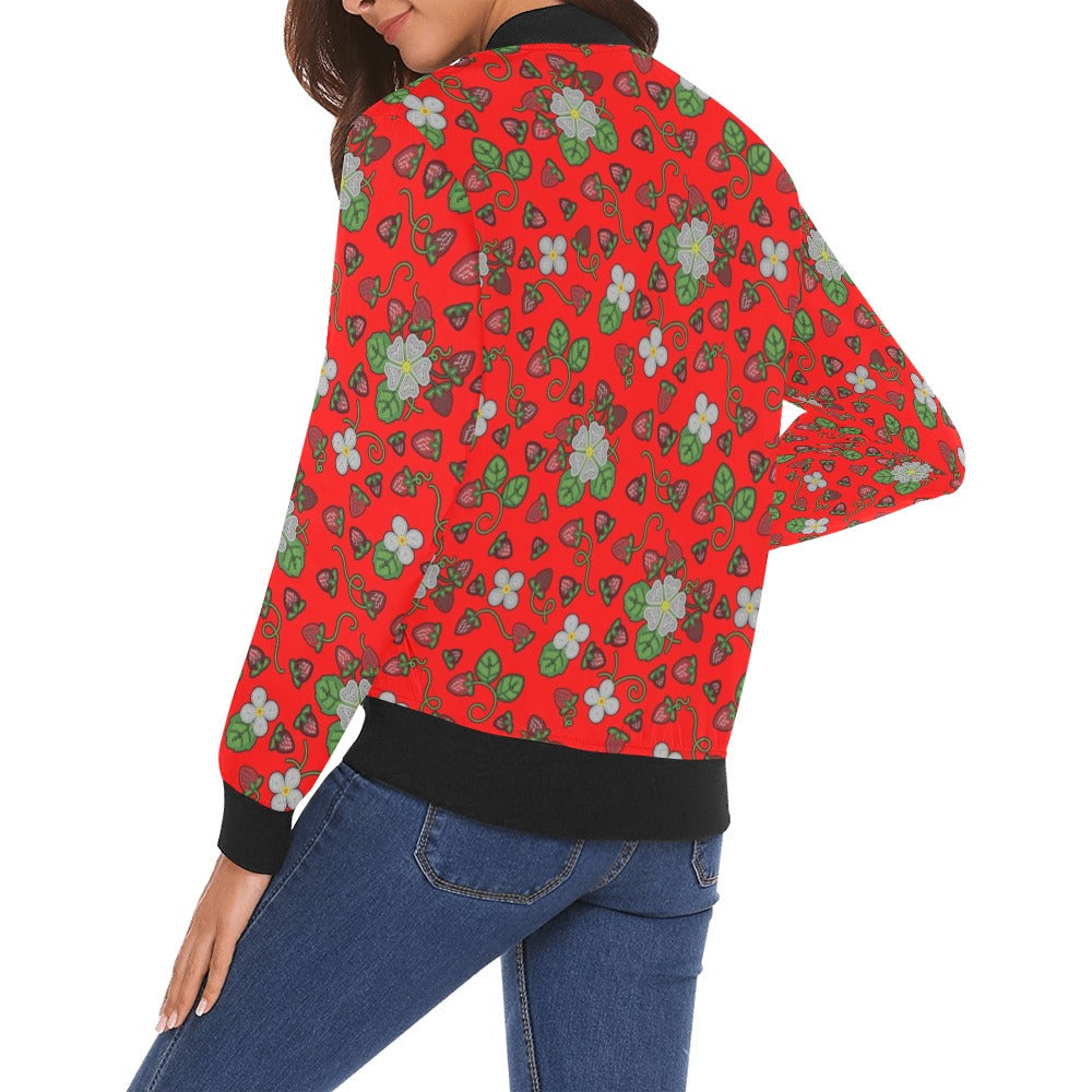 Strawberry Dreams Fire Bomber Jacket for Women