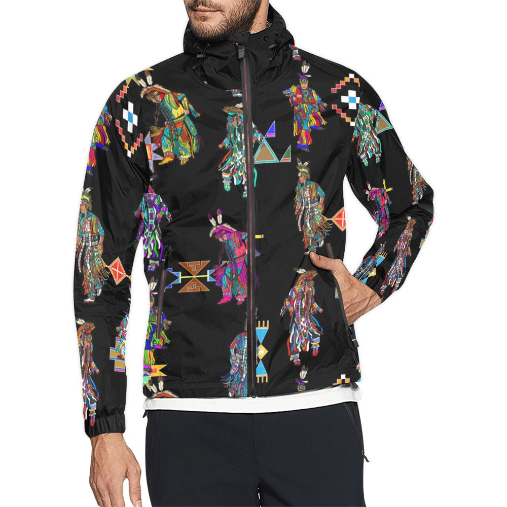 Men's Grass Dancers Black Men's Windbreaker