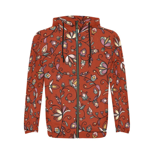 Burnt Sky Petals Red Zip Hoodie