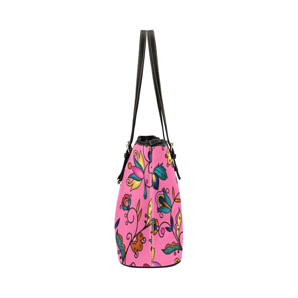 Copper Prairie Petals Pink Leather Tote
