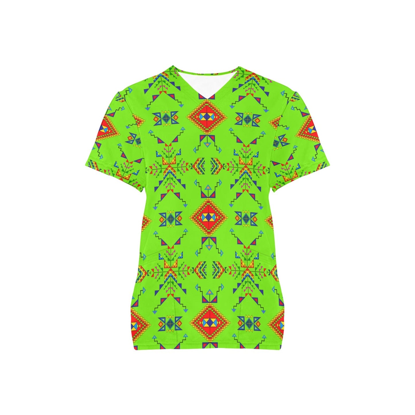 Buffalo Jump Neon Green Scrub Top