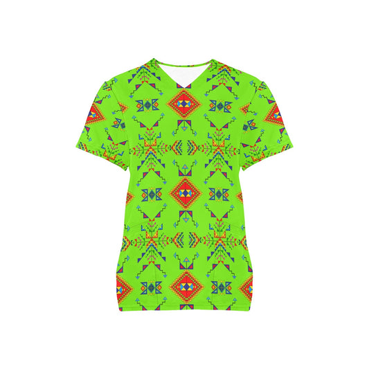 Buffalo Jump Neon Green Scrub Top