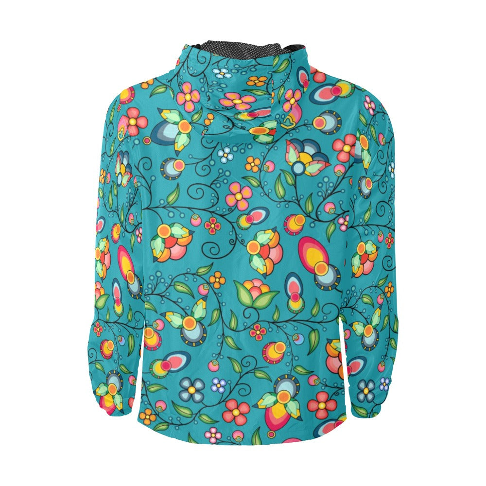 Floral Bounty Teal Men's Windbreaker
