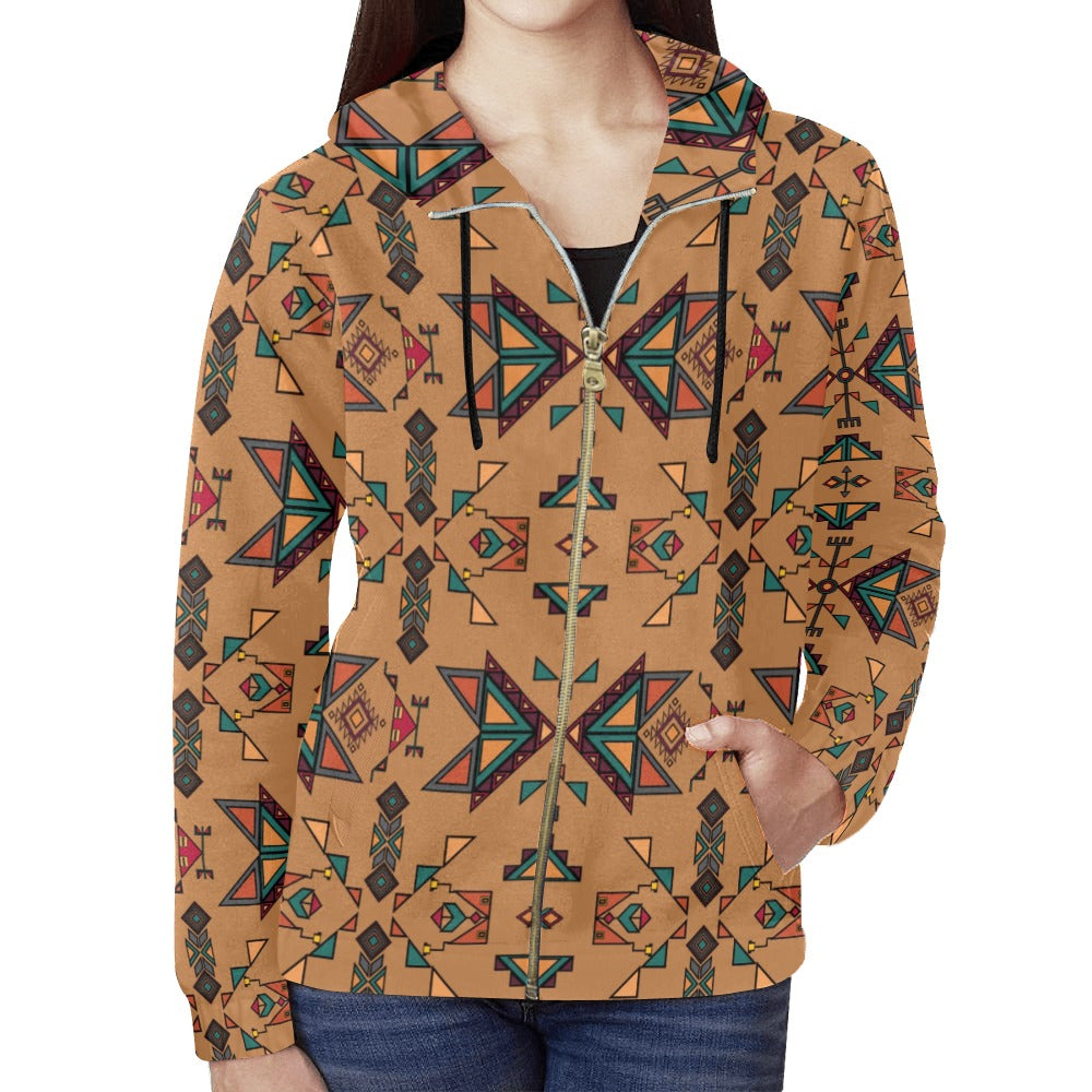 Arrow Dawn Brown Full Zip Hoodie for Women