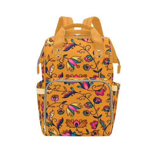 Copper Prairie Petals Orange Multi-Function Diaper Backpack/Diaper Bag