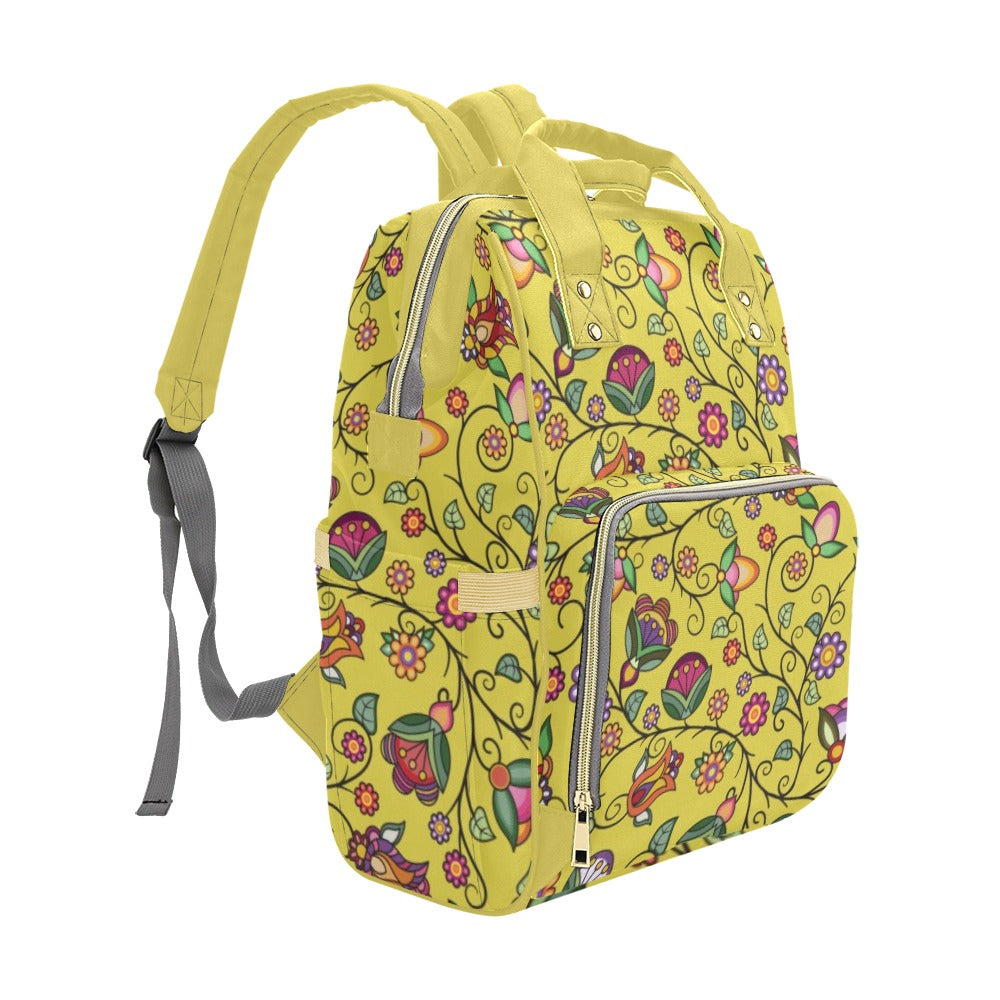 Heartbeat Petals Yellow Multi-Function Diaper Backpack