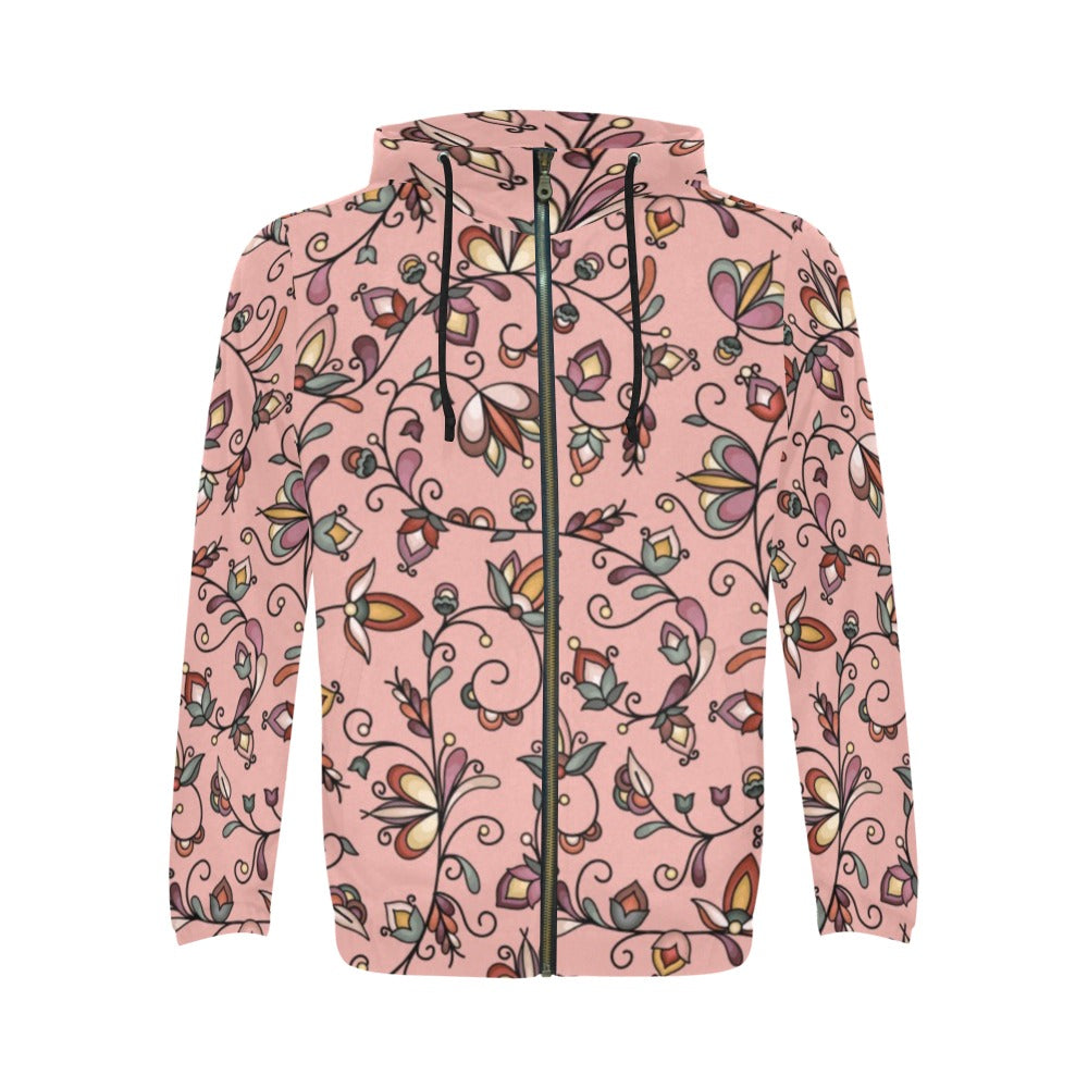 Burnt Sky Petals Peach Zip Hoodie