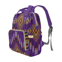 Load image into Gallery viewer, Fire Feather Purple Multi-Function Diaper Backpack/Diaper Bag
