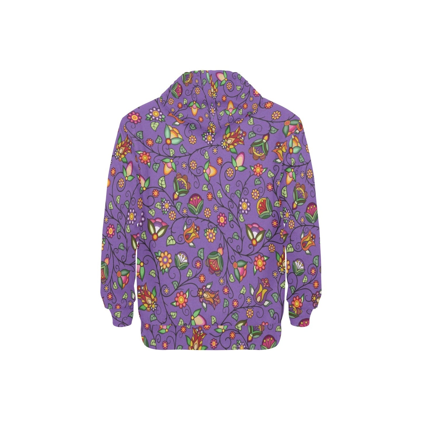 Heartbeat Petals Purple Men's Long Sleeve Fleece Hoodie