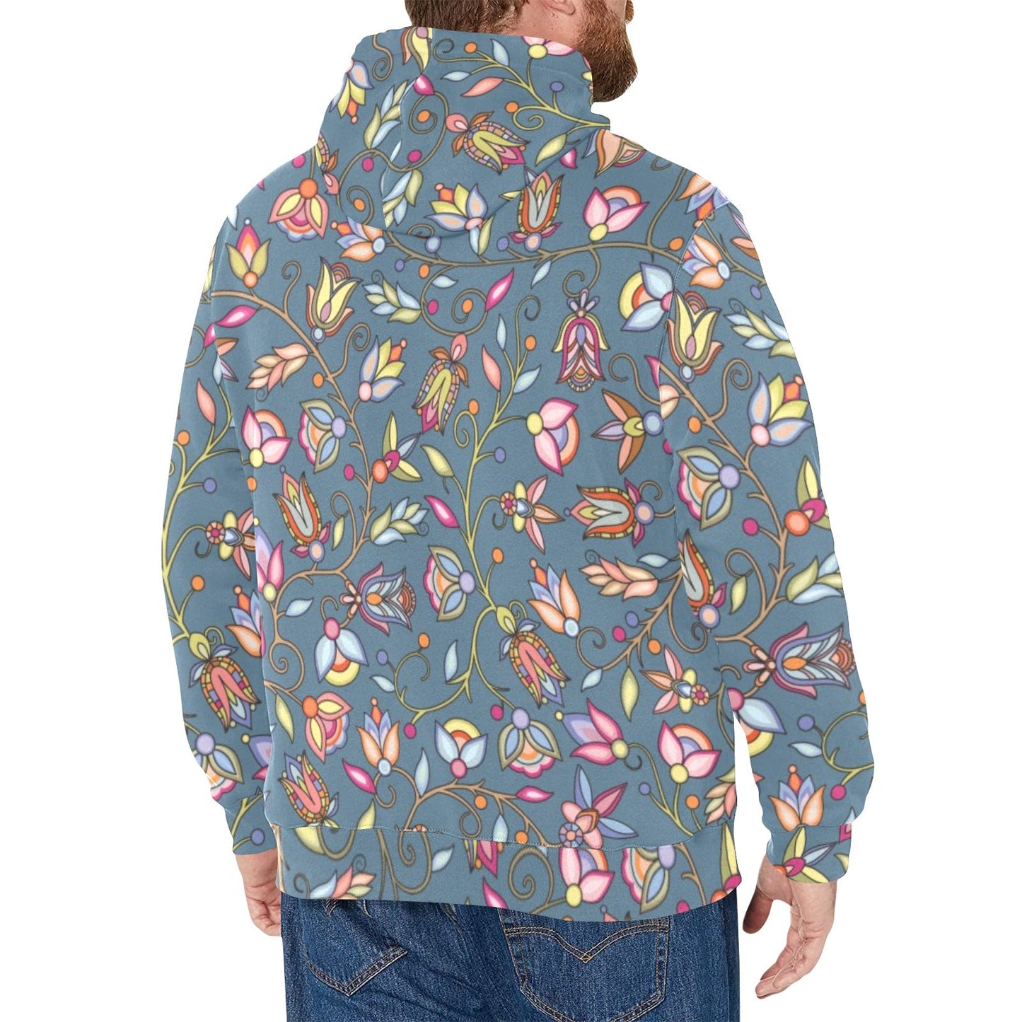 Buffalo Bloom Rainstorm Men's Long Sleeve Fleece Hoodie