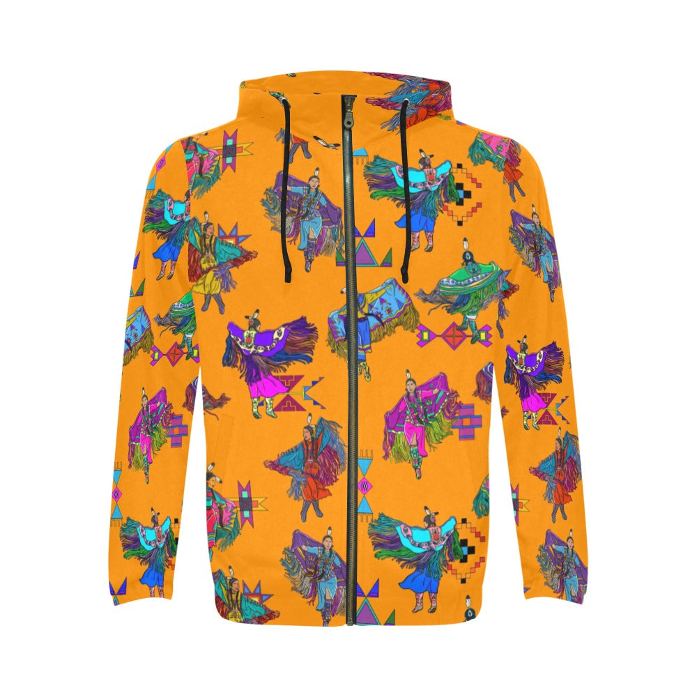 Women's Fancy Dancers Orange Men's Zipper Hoodie