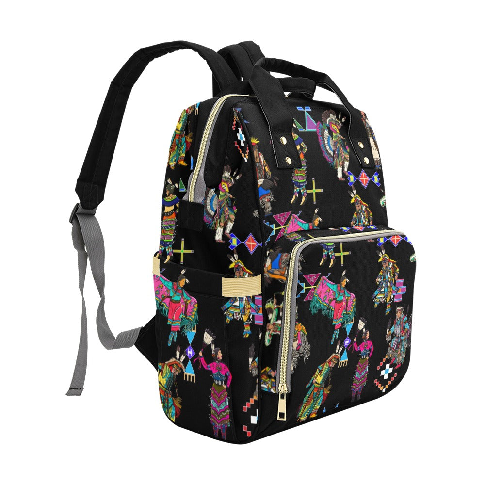 Grand Entry Dancers Black Multi-Function Diaper Backpack