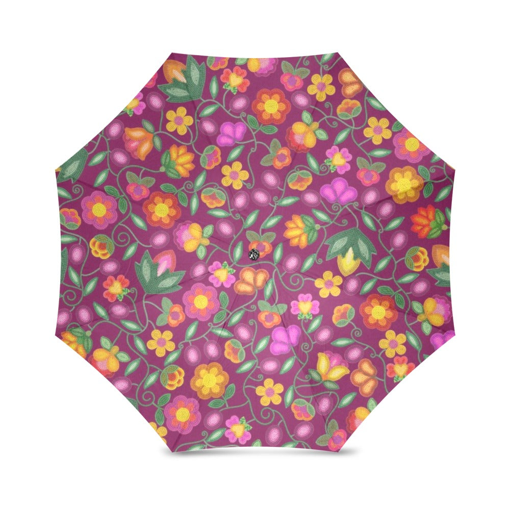 Boreal Bounty Dark Magenta Foldable Umbrella