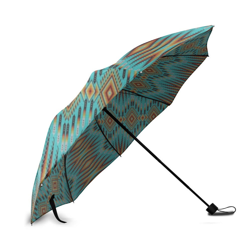 Fire Feather Turquoise Foldable Umbrella