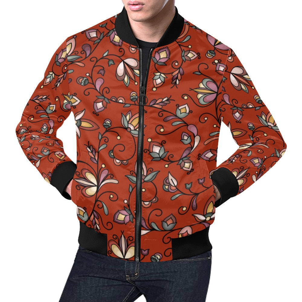 Burnt Sky Petals Red Bomber Jacket for Men