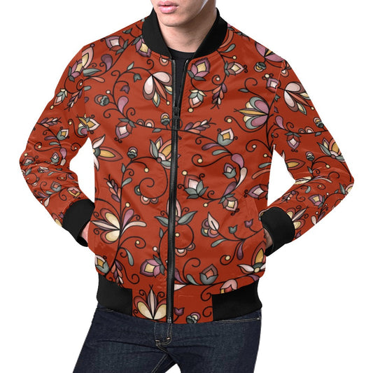 Burnt Sky Petals Red Bomber Jacket for Men