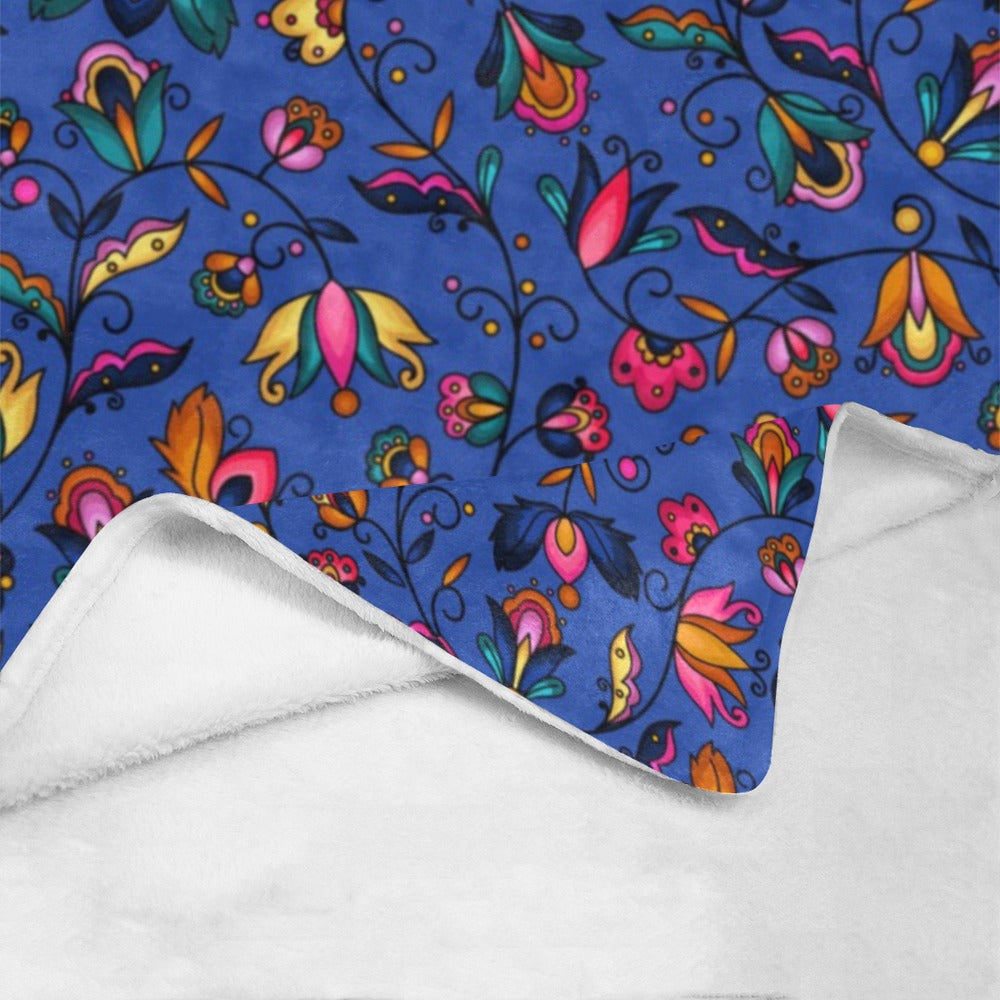 Copper Prairie Petals Blue X-Large Micro Fleece Blanket