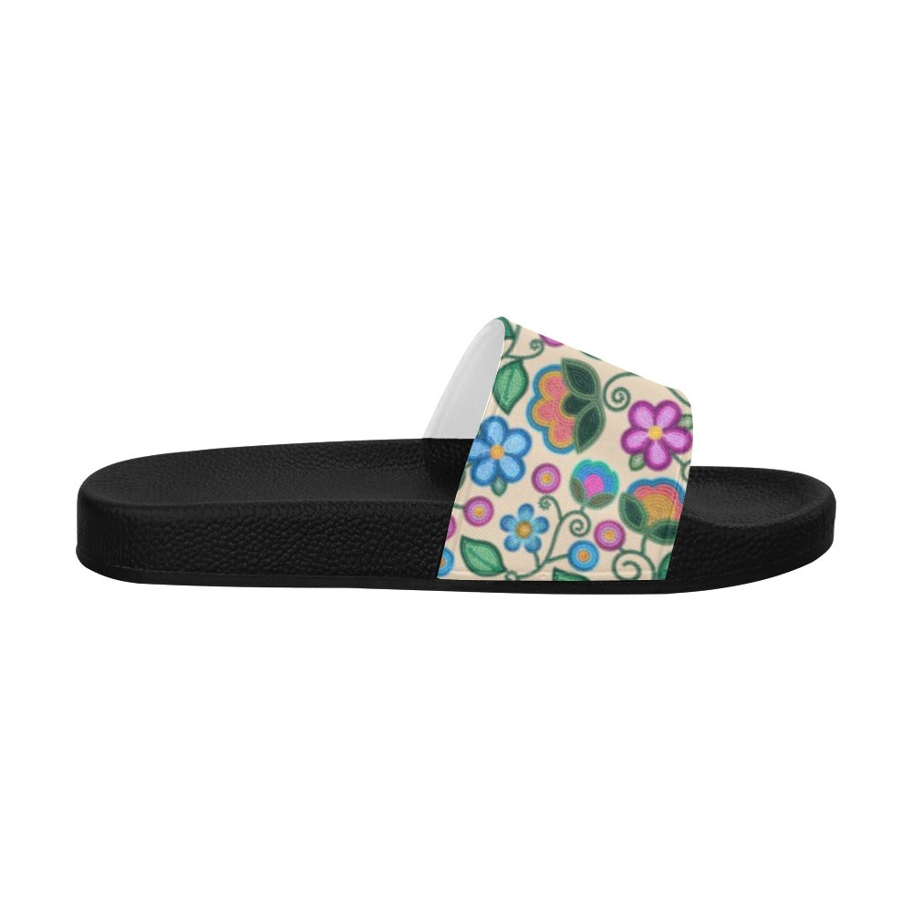 Turquoise Sunbeam Cream Slide Sandals