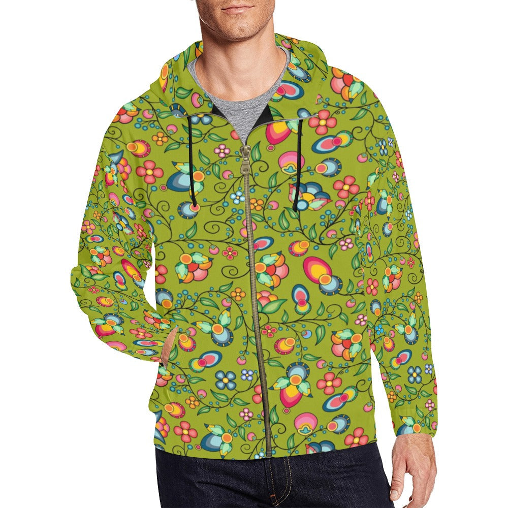 Floral Bounty Sweetgrass Men's Zipper Hoodie