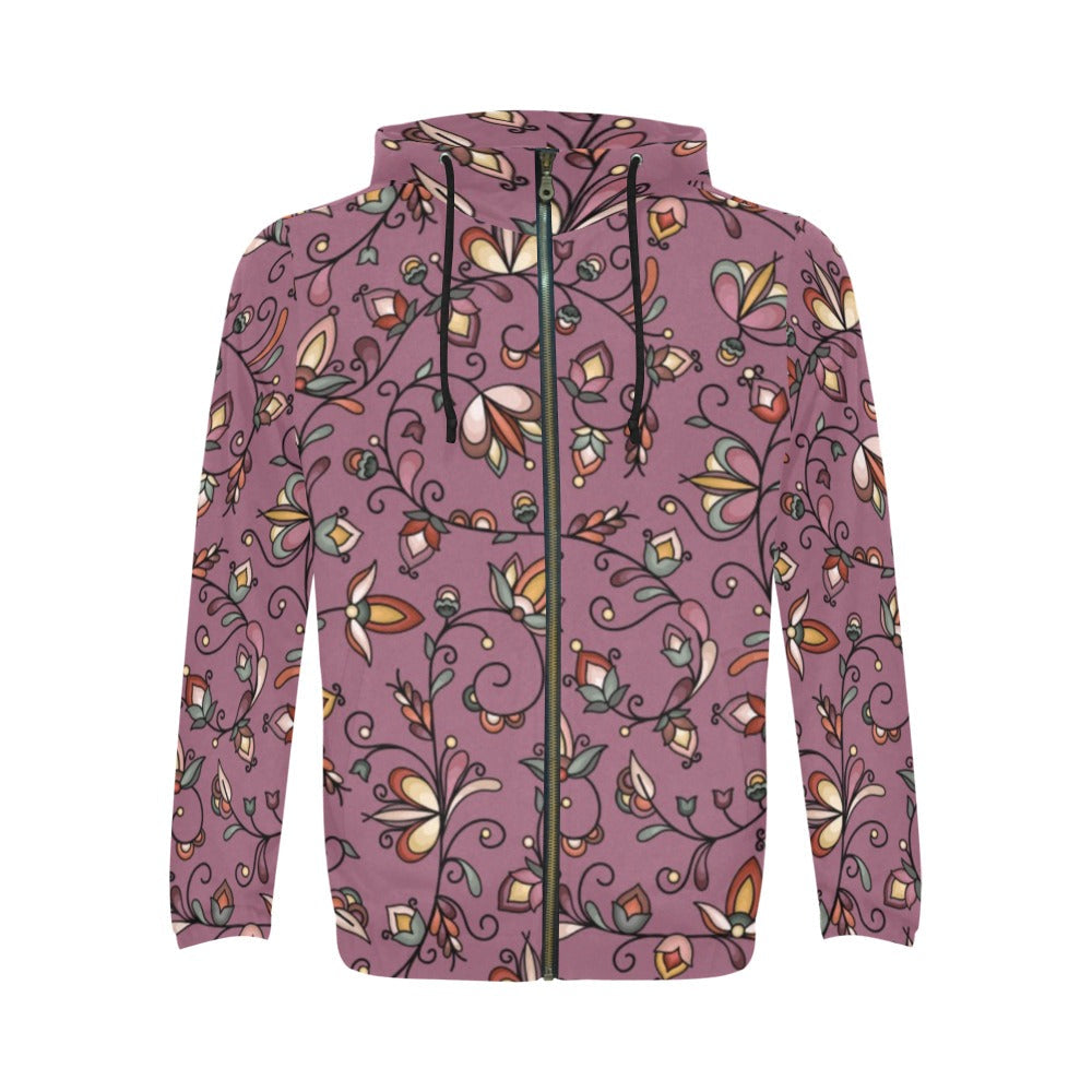 Burnt Sky Petals Magenta Zip Hoodie