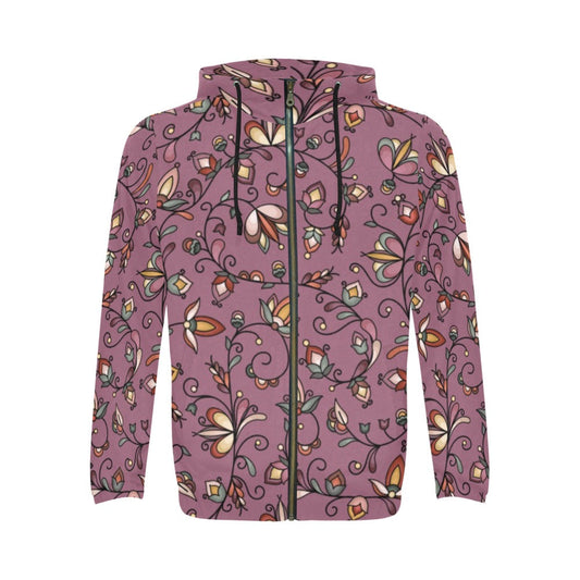 Burnt Sky Petals Magenta Zip Hoodie