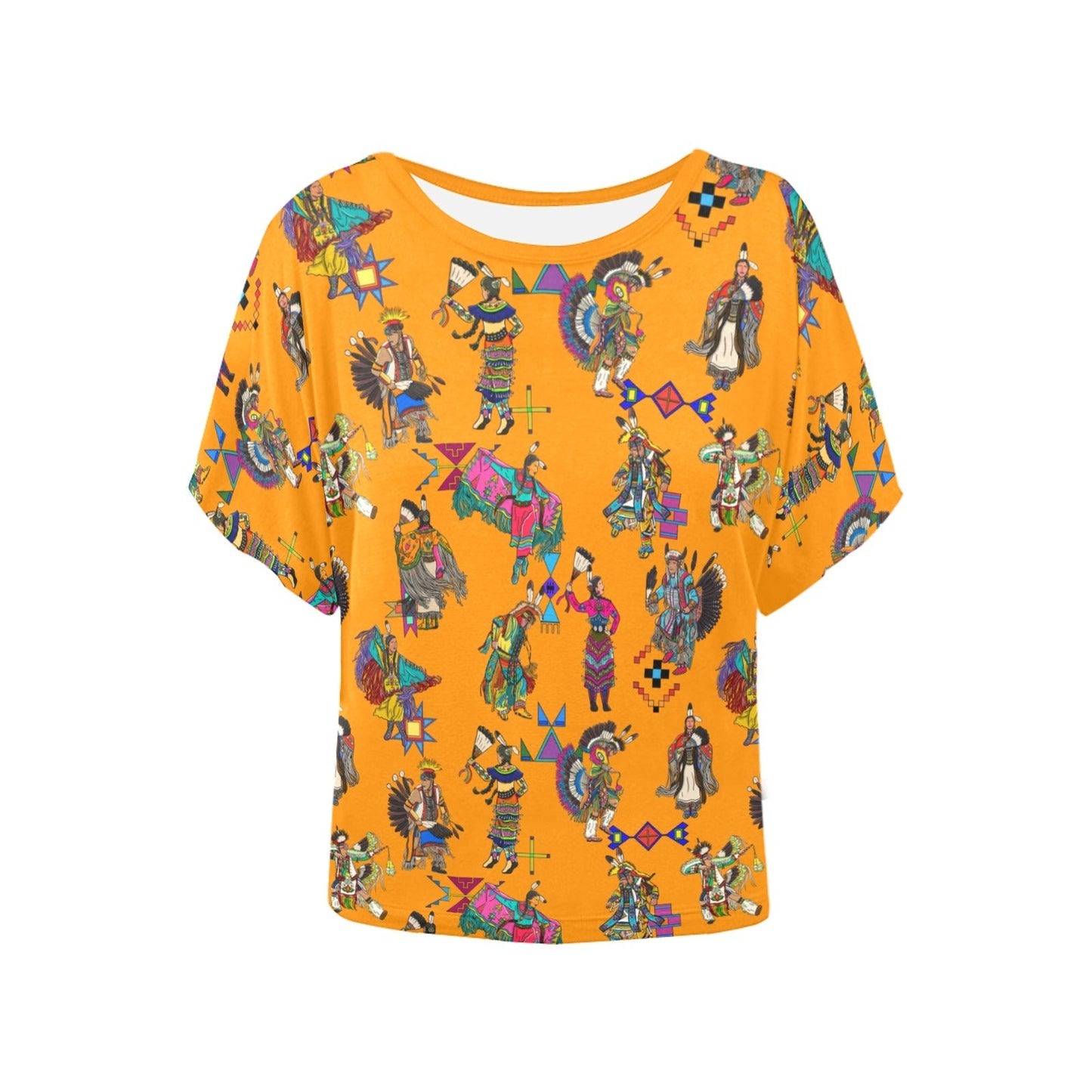 Grand Entry Dancers Orange Women's Batwing-Sleeved Blouse T shirt