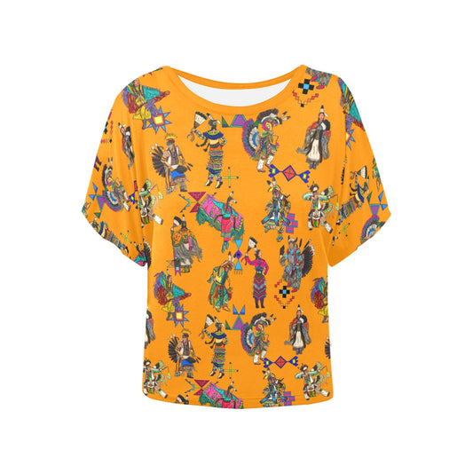 Grand Entry Dancers Orange Women's Batwing-Sleeved Blouse T shirt