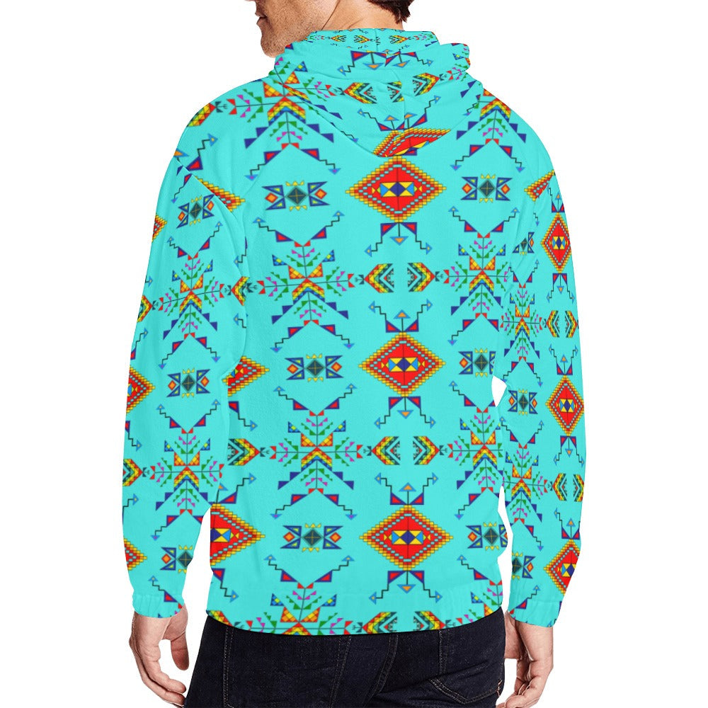 Buffalo Jump Turquoise Men's Zipper Hoodie