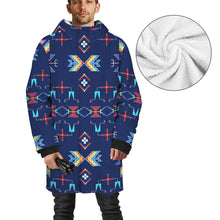 Load image into Gallery viewer, Rainy Chief Rainbow Night Lake Unisex Sherpa Lined Hooded Coat
